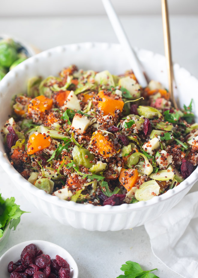 Warm Quinoa Brussels Sprouts Salad